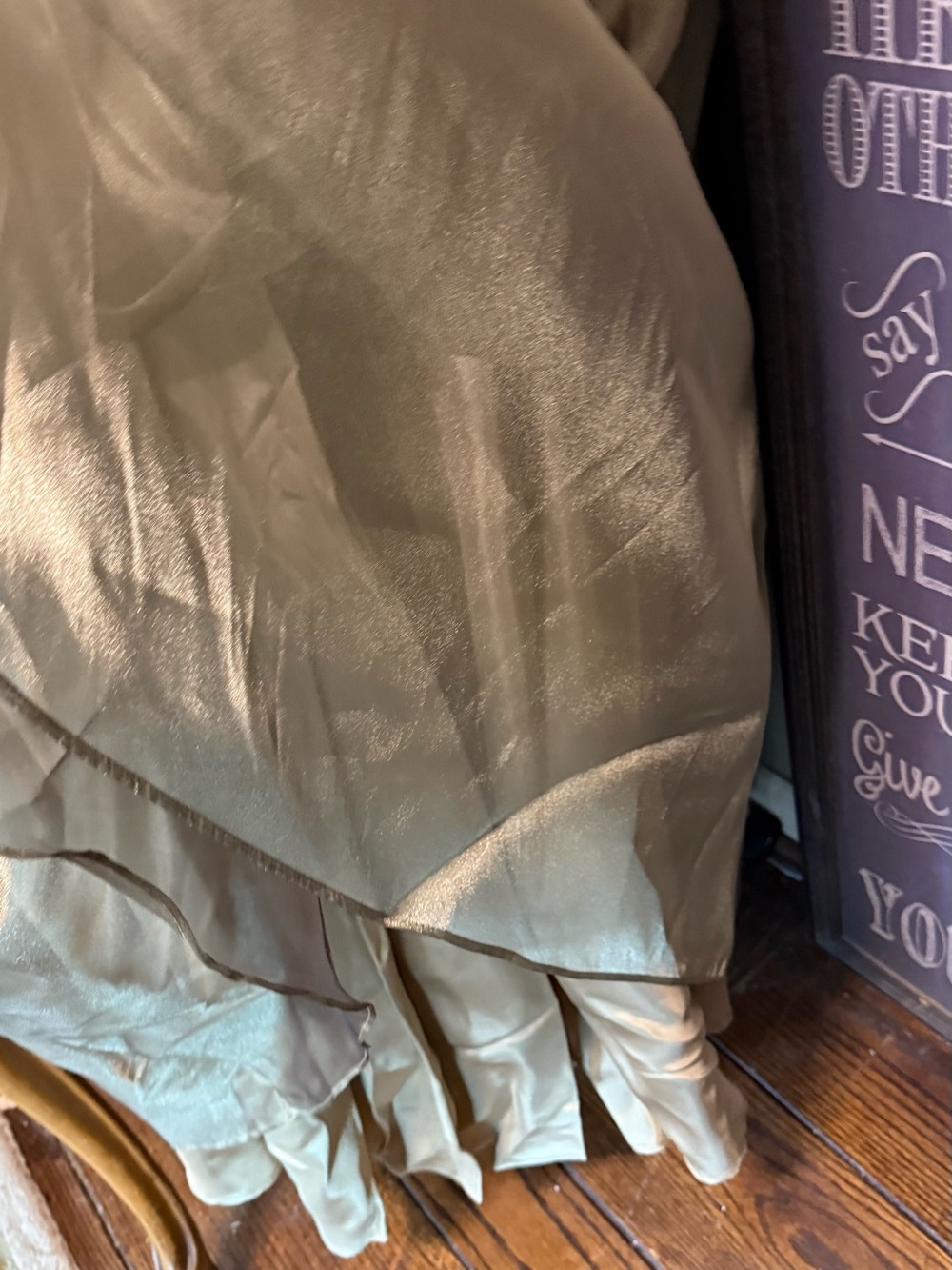 Vintage JBS Metallic Olive Gold Full-Length Maxi Skirt Size 14 | Holiday Glam - Picture 5 of 5